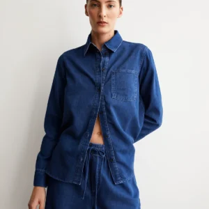 AURELAA Jeans bluse aus Bio - Baumwoll Mix